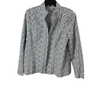 Drapers & Damons Women's XL Black Polka Dot Blazer Cotton Open Front